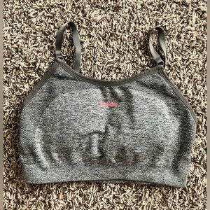 S | Gymshark Flex Strappy Sports Bra - Charcoal Marl/Pink